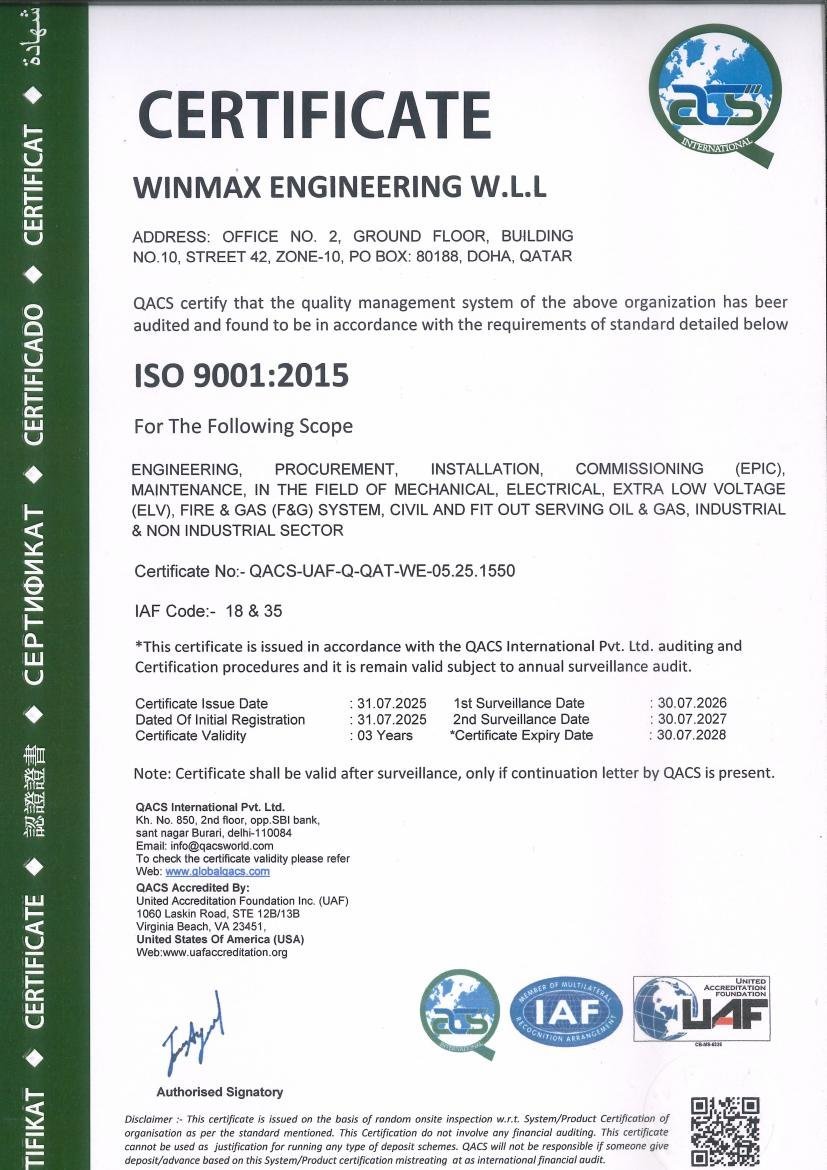 ISO 9001:2015 certificate